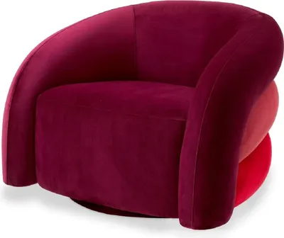 Produktbild von Casa Padrino Luxus Drehsessel Bordeauxrot / Hellrot / Rot / Schwarz 91 x 80 x H. 66 cm - Wohnzimmer Samt Sessel - Wohnzimmer Möbel - Luxus Möbel - Wohnzimmer Einrichtung - Luxus Einrichtung