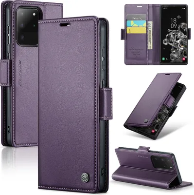 Image de Galaxy S20 Ultra Housse, Portefeuille en cuir Porte-cartes Housse de protection avec fonction stand pour Samsung Galaxy S20 Ultra Violet