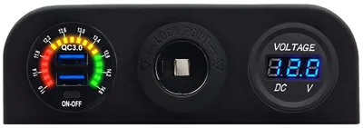 Produktbild von ProRide 12V USB-Autoladegerät 2 Ports - QC3.0, Voltmeter, 12V/24V