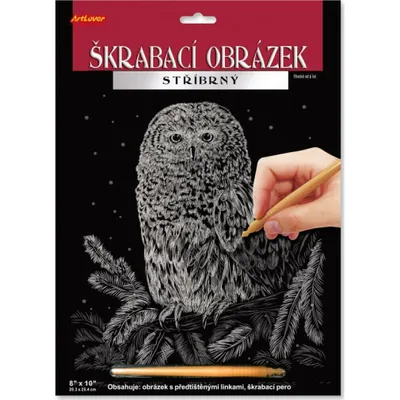 Obrázek produktu pro ARTLOVER Škrabací obrázek stříbrný Sova 20x25cm
