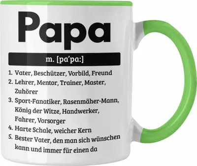 Produktbild von Trendation - Papa Tasse Geschenk Spruch für Vatertag Definition Geschenkidee für Papa von Sohn Tochter Kindern Bester Vater der Welt (Grün)