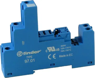 Image de Support de relais Finder 97.01 pour 46.61, rail DIN, raccordement à vis, 1 pièce.