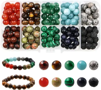 Natursteinkugeln 8 mm, 200 Stück, bunt, rund, für DIY-Schmuck