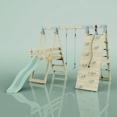 Produktbild von OutdoorToys Klettergerüst Pinguin aus Holz in Grün Mintgrün