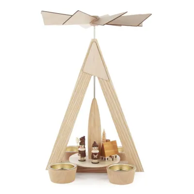 Produktbild von Teelichtpyramide Dorf Seiffen und Kurrende natur BxHxT 20x29x20cm NEU
