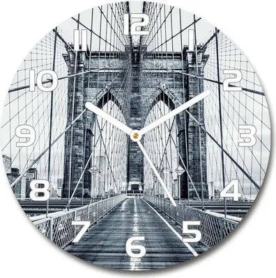 Produktbild von Wanduhr aus Glas 30fi Glasbild Glasuhr Gehärtetes Glas - weisse-zeiger - Brooklyn Bridge