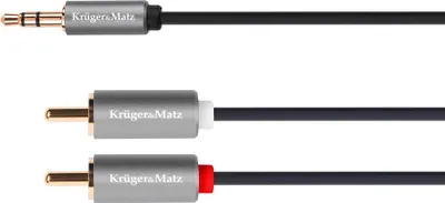 Zdjęcie produktu dla Kruger&Matz KM1218 Kabel audio: wtyk jack 3,5 mm stereo – 2x RCA, 1 m, Basic