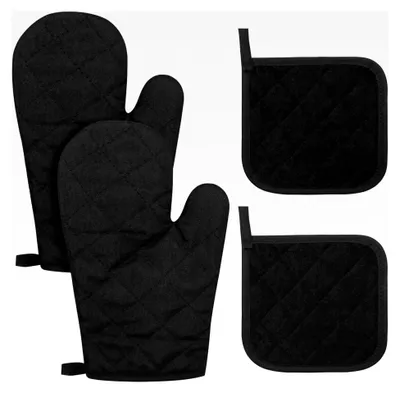 Produktbild von 1 Paar Ofenhandschuhe und Topflappen, hitzebeständig, für Küche, Kochen, Backen, Grillen