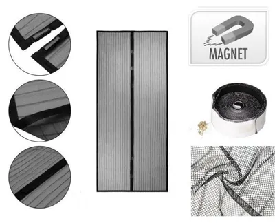 Produktbild von Magnetisches Fliegengitter für Türen, 210 x 100 cm, schwarz