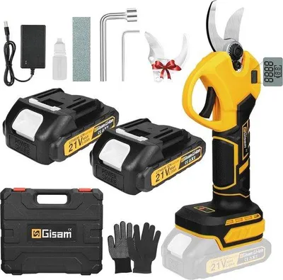 Image de Sécateur à batterie lithium-ion pour haies et arbres fruitiers - 2 batteries de 1 500 mAh