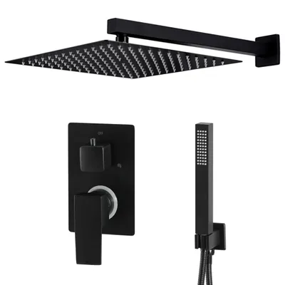 Image de vidaXL Système de douche acier inoxydable 201 noir
