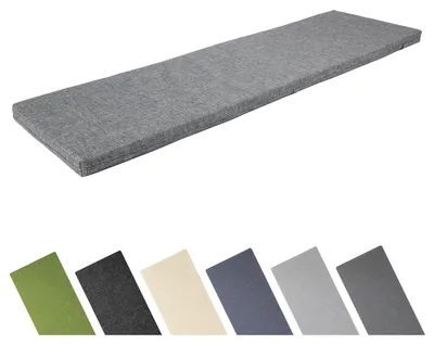 Produktbild von Garronda Bankauflage 120x40 cm ca. 4 cm dick Sitzkissen Outdoor für Gartenbank und Hollywoodschaukel Polster Auflage für Sitzbank wasserabweisend UV-beständig mit Bändern GD-0220 Grau