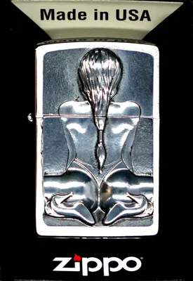 Immagine prodotto di Accendino a benzina Zippo Kneeling Girl donna sexy cromo spazzolato antivento originale
