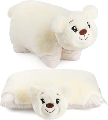 Cuscino Peluche 2 In 1 Brubaker Unicorno – 40x30 Cm, Trasformabile Con Velcro, Bianco, In Poliestere Morbido