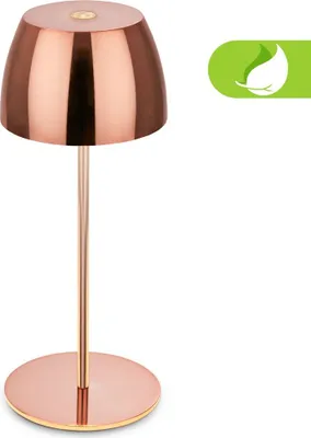 Zdjęcie produktu dla Briloner Serina Mini LED lampa stołowa bezprzewodowa IP44, ściemniana, dotykowa, bryzgoszczelna, akumulator, miedź, Ø8 x 20 cm