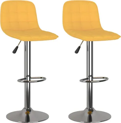 Image de vidaXL Tabouret de bar 2 pcs. Tissu jaune