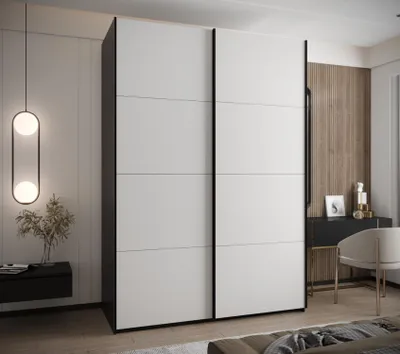 Produktbild von Zweitüriger Kleiderschrank SAMARA 1 - 170 cm, schwarz/weiß/schwarz