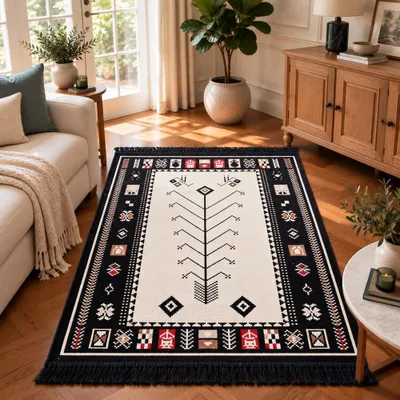Productafbeelding van Bigghome dubbelzijdige vloerkleed, Kelim-stijl, Oriëntaals, machinewasbaar, modern design, 120*180 cm, SA1534A, gemaakt in Turkije