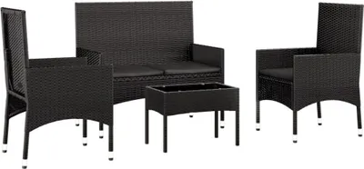 Produktbild von " " 4-tlg. Garten-Lounge-Set - CLORIS - Balkonmöbel/Terassenmöbel - mit Kissen Schwarz Poly Rattan NeuMöbel 9659318
