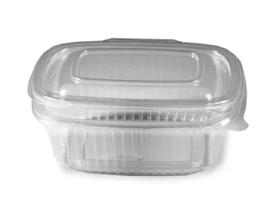 Produktbild von 50x Feinkostbecher klar mit angehängtem Deckel 375 ml PP