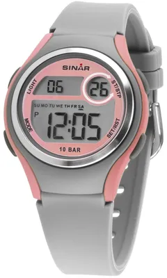 Image de Montre Sinar XE-64-9 pour fille, en silicone, avec date et alarme, gris