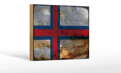 Produktbild von Holzschild Flagge Färöer 18x12cm Flag Faroe Islands Rost