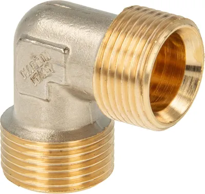 Produktbild von tecuro Winkel 90° mit beidseitig Eurokonus G 3/4 Zoll AG, DN 20, DVGW, Messing teilvernickelt