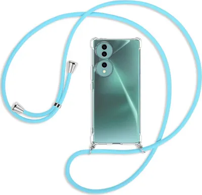 Produktbild von Handykette Backcover-Schutzhülle mit Band (Metall silberfarben) für Honor 70 5G (FNE-AN00, 6.67'') - himmelblau