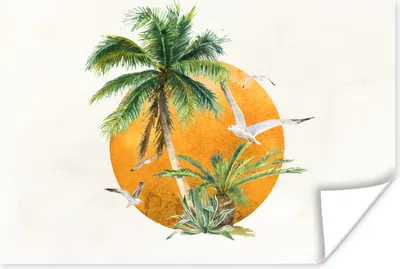 Produktbild von MuchoWow® Poster Sonne - Palme - Vogel 120x80 cm - Bilder