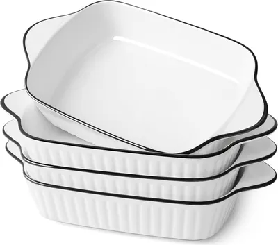 Produktbild von 26.5cm Kleine Auflaufformen 4er Set, 1L Rechteckige Lasagneformen, Kleine Keramik Backform, Rechteckige Backformen mit Griffen, Ofenfest & Mikrowellenfest