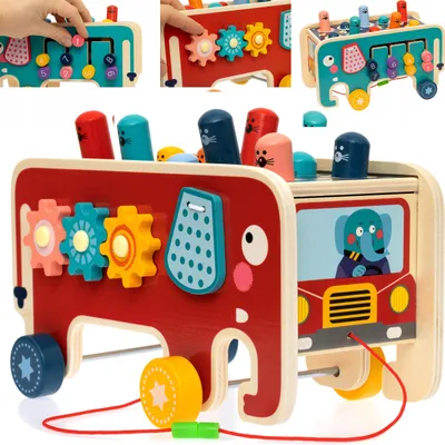 Produktbild von Montessori-Holzpuzzle Elefantenstab Formen und Farben lernen