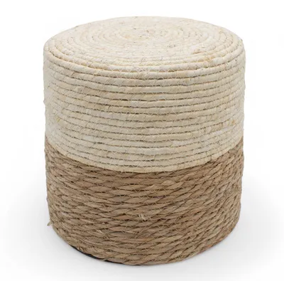 Produktbild von Vintage Natur Sitzhocker aus Seegras, 30 cm, Boho Sitzpouf als Fußbank oder Sitzkissen