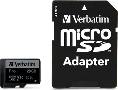 Image de Verbatim Karta Microsd 128Gb + Adapterpro U3 Czarny/Noir 47044