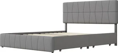 Obrázek produktu pro Manželská postel 160 x 200 cm se 4 zásuvkami a lamelovým roštem, vhodná pro dospělé a dospívající, šedá barva
