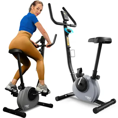 Produktbild von TREX SPORT Heimtrainer Fahrrad TX-250MB JOLT | Mechanisches Fitnessbike | Fahrrad für zuhause bis 100kg mit Pulssensor, 5 Sitzhöhen, stabil | Grau