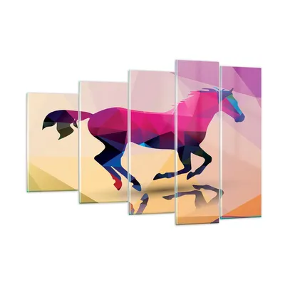 Produktbild von Bilder auf glas - Pferd Tiere Geometrie Diamant - 150x100cm - Glasbilder - Wandbilder - Kunstdruck - zum Aufhängen bereit - Wanddekoration aus Glas - Glas Bilder - Wandbild auf Glas - GEG150x100-2803