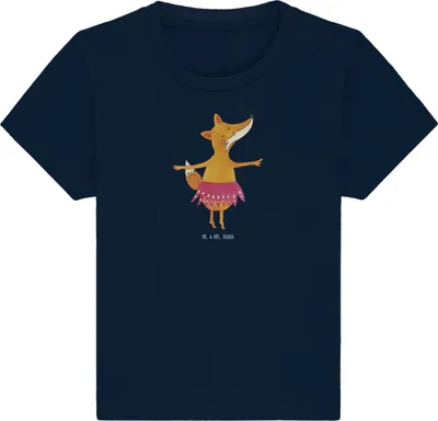 Produktbild von Mr. & Mrs. Panda Organic Baby Shirt Fuchs Ballerina 6. - 12. Monat - French Navy - Geschenk, T-Shirt, Ballett, Kinder, Geburtstag, Tanzen, Kleinkind, Baumwollshirt