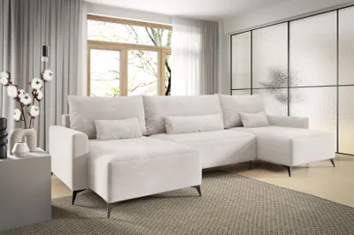 Produktbild von Ecksofa in U-Form ANTONIO LOFT U 382 x 148 cm, Wohnlandschaft mit Schlaffunktion & Bettkästen, Eckarniutur, Cordbezug in Beige - Ecru