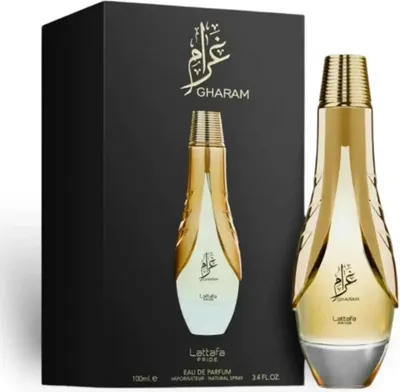 A product shot of a perfume bottle and its packaging.