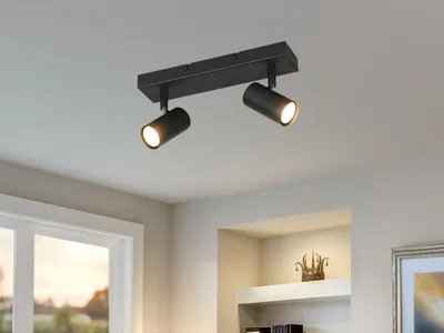 Produktbild von LED Deckenstrahler Schwarz 2-flammig - Spotbalken Wohnzimmer Flur Küchenstrahler