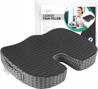 Produktbild von Orthopädisches Sitzkissen aus Memory-Schaum - Schwarz - Ergonomisches Kissen für Sessel, Autositz, Stuhl - Erhöht Sitzkomfort & Entlastet den Rücken