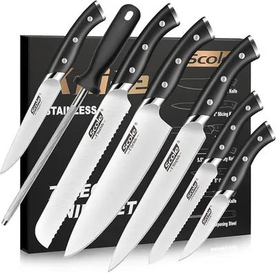 Imagen del producto de Juego de cuchillos de cocina de 7 piezas, con afilador