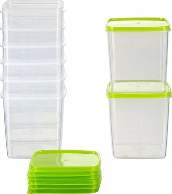 Obrázek produktu pro Mrazicí boxy 11 x 11 x 11,5 cm, 1 l, čtvercové, zelené, 8 ks