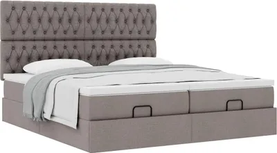 Produktbild von Ottoman-Bett mit Matratzen Taupe 200x200 cm Stoff