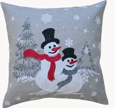 Produktbild von Kissenhülle 40 x 40 cm mit Stickerei Schneemann 40 x 40 cm Kissenhülle