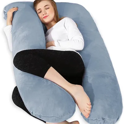 Imagen del producto de Almohada de embarazo y lactancia en forma de U con funda de terciopelo desmontable