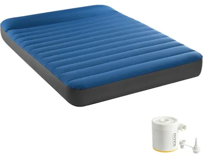 Produktbild von INTEX 64012 - Luftbett - Full Dura-Beam Truaire inkl. USB-Luftpumpe (blau, 137x191x22cm) Luftmatratze Campingbett