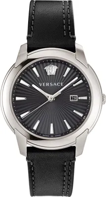 Obrázek produktu pro Versace VELQ00119 V-Urban silver black leather strap men NEW