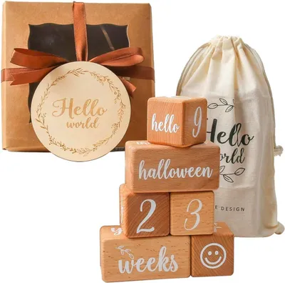 Produktbild von Holzblöcke Baby Meilenstein Set, 6 Stück, Altersanzeige, für Fotoshootings