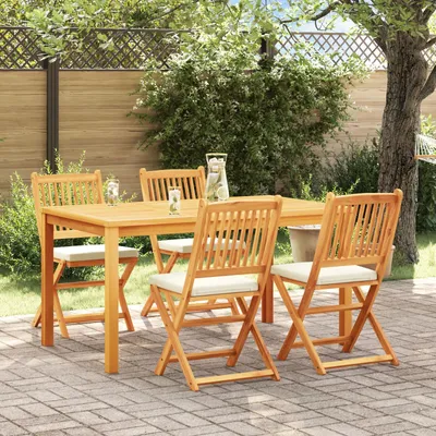 Produktbild von Möbel Garten-Klappstühle mit Weißen Kissen 4 Stk. Massivholz Akazie - Klappstuhl 3329121